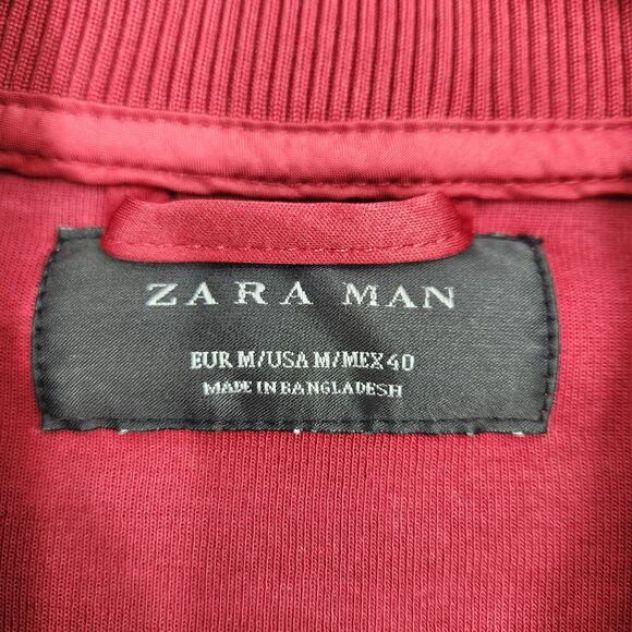 Zara Man Red Quilted Zip Front Cardigan Sweater Jacket Size Medium - Picture 3 of 4